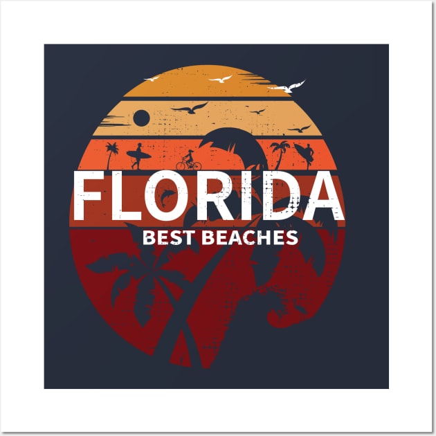 Florida T-Shirts Vintage FL Tee Vintage Florida Retro Tee Design Sunshine Men Women Kids Wall Art by Meryarts